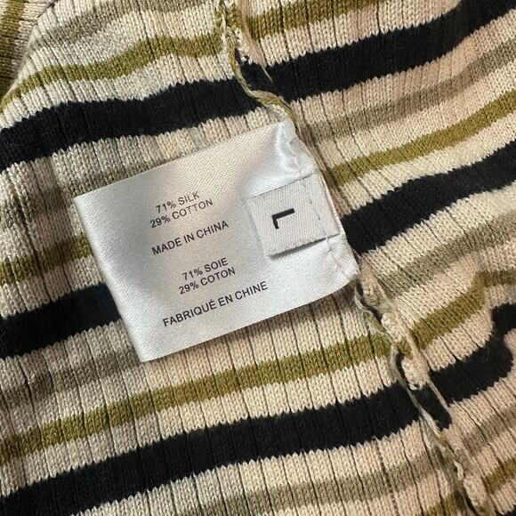 Proenza Schouler Rib Knit Striped Turtleneck Sweater Silk Cotton Y2K Style Top